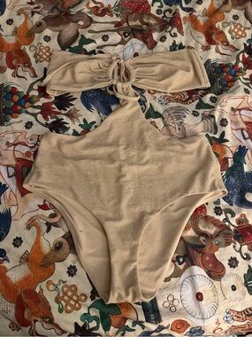 aerie Gold Shimmery One-Piece Swimsuit